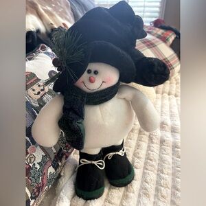 Cute Snowman with Top Hat, Scarf & Big Boots Christmas Decor